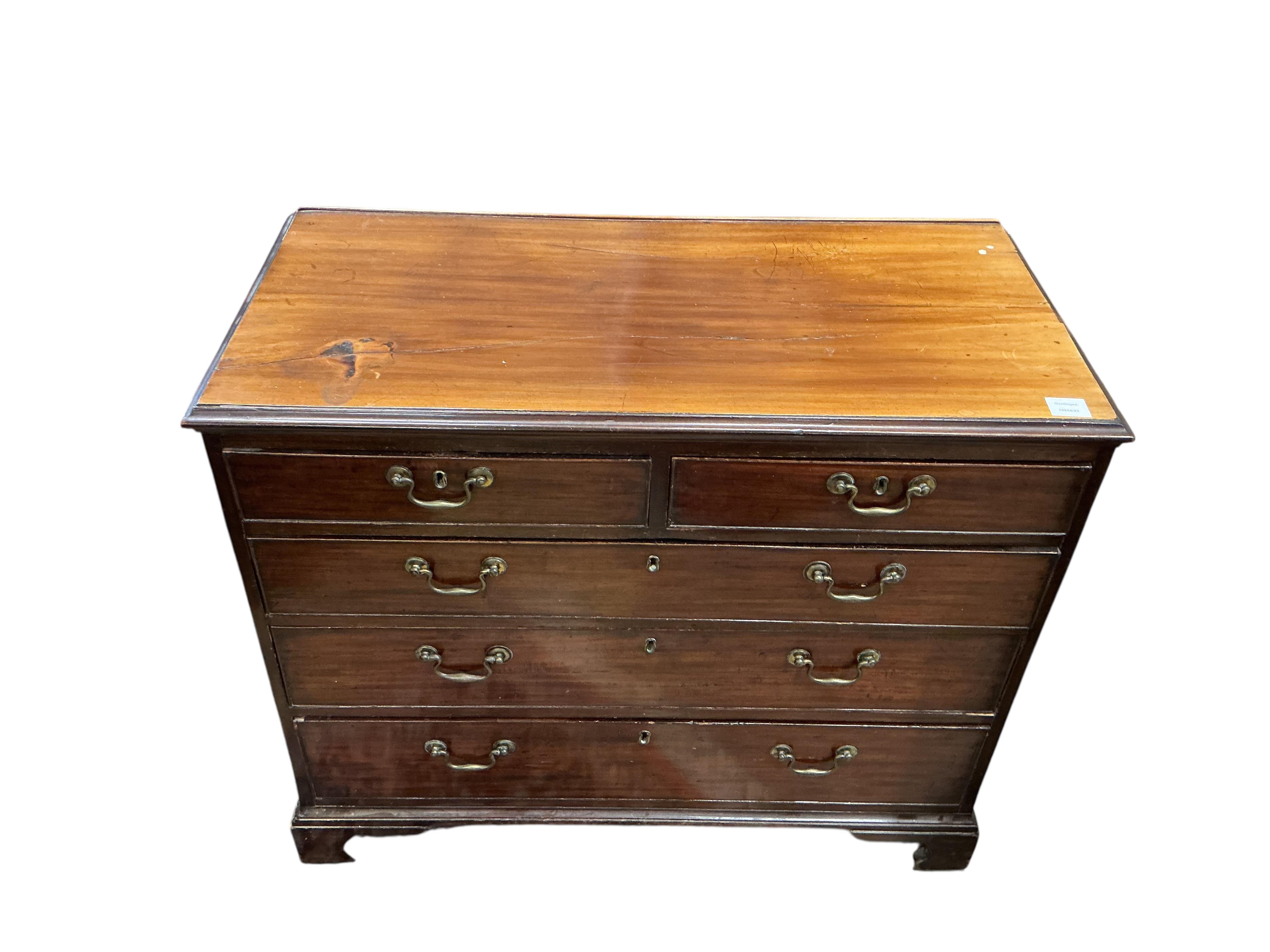 A small George III mahogany chest, width 97cm, depth 46cm, height 82cm